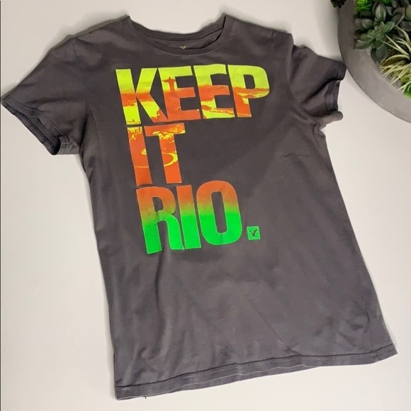 AEO Keep IT Rio Grey Short-sleeve graphic T-shirt Brazil XS - Picture 1 of 6